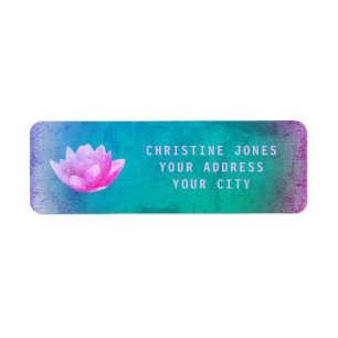 purple and blue lotus flower label