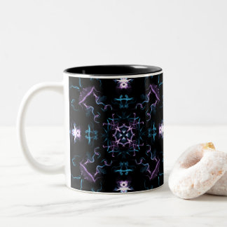 Purple and Blue Mandala Flower Two-Tone Coffee Mug