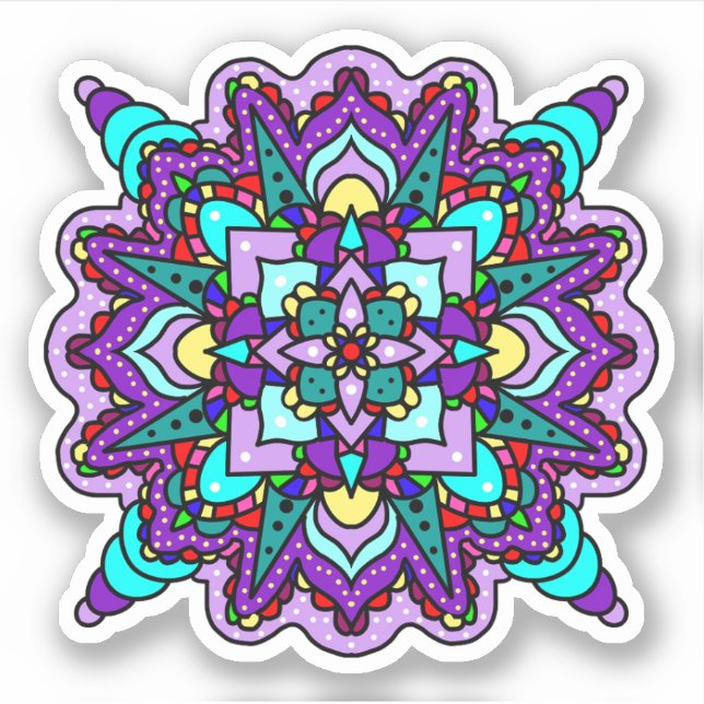 Purple and Blue Mandala Mystical Sticker (Front)