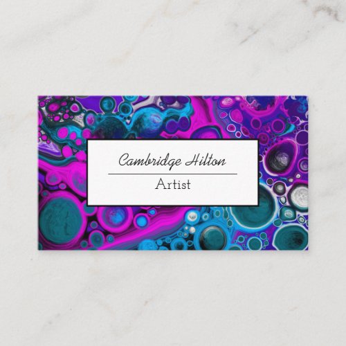 Purple and Blue Marble Abstract Fluid Art    Business Card