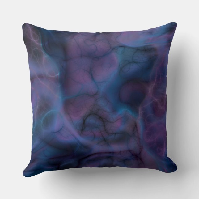 purple and blue Marble abstract Throw Pillow (Back)