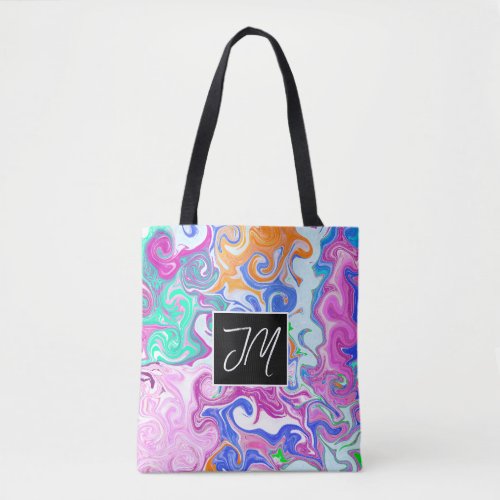 Purple and Blue Marble Fluid Art Personalized    Tote Bag