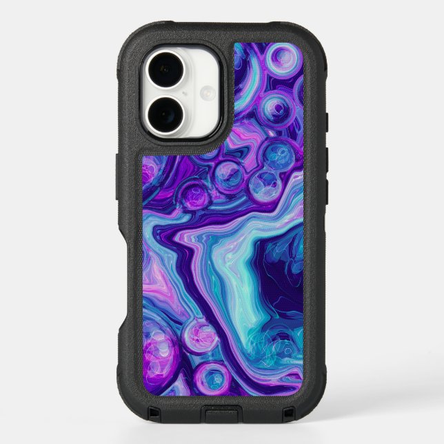 Purple and Blue Marbling Effect Fluid Art Otterbox iPhone Case (Back)