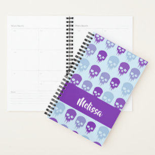 Purple and blue melting skulls pattern planner