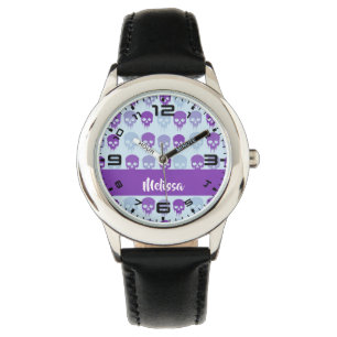 Purple and blue melting skulls pattern watch