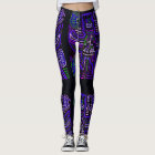 Purple and blue Mola image Leggings