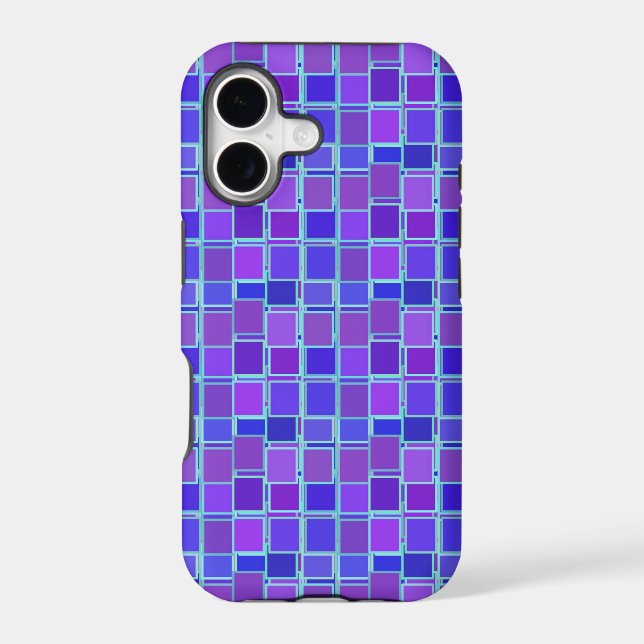 Purple and Blue Mosaic Squares Pattern Case-Mate iPhone Case (Back)