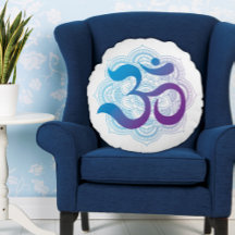 Purple and Blue Om Symbol Mandala Flower White