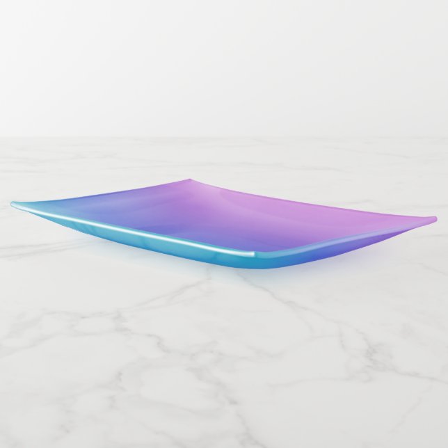 Purple and blue ombre background trinket tray (Angled)
