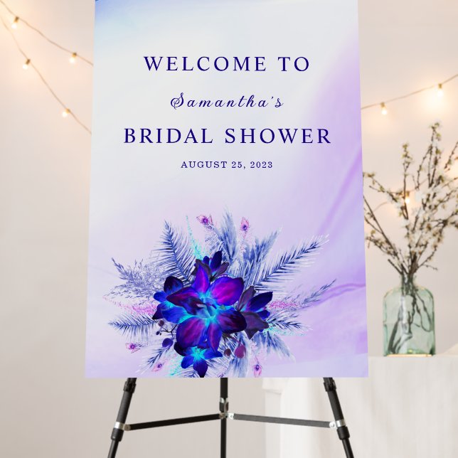 Purple and Blue Orchid Bridal Shower Foam Board (In Situ (Stand))