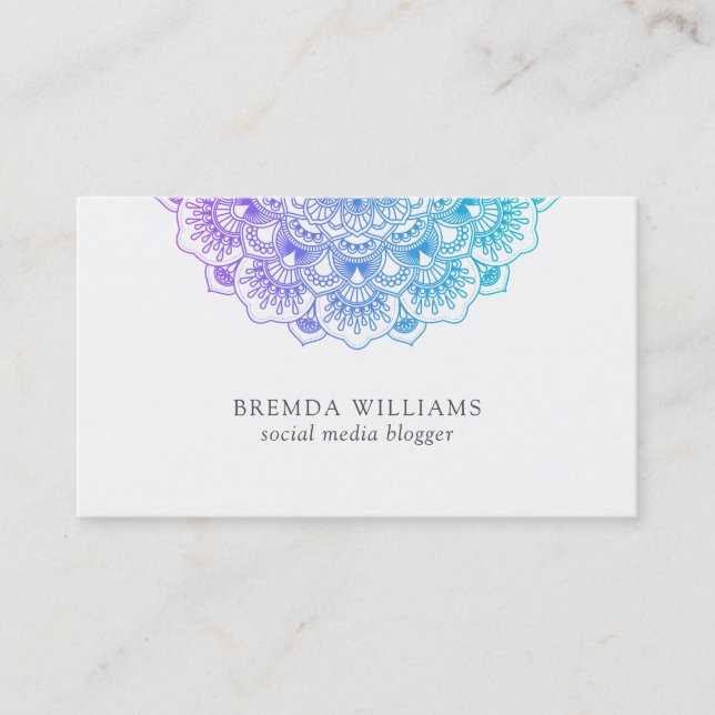 Purple and blue ornate beautiful mandala business card (Front)