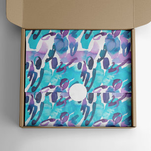 Purple and Blue Painted Abstract Tissue Paper