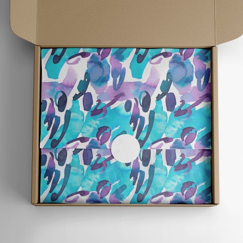 Purple and Blue Painted Abstract Tissue Paper