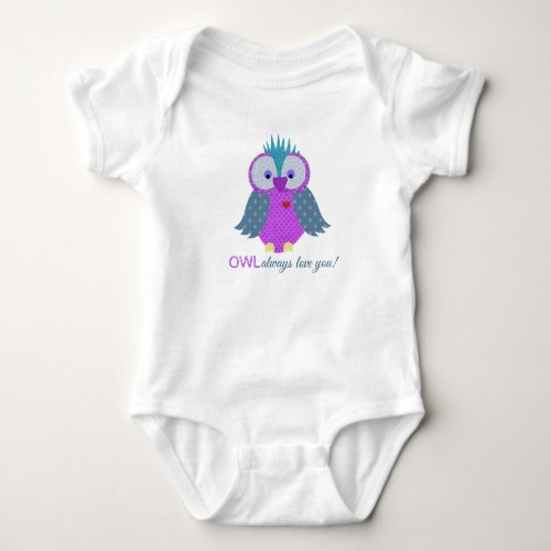 Purple and Blue Paisley Print Owl Baby Bodysuit