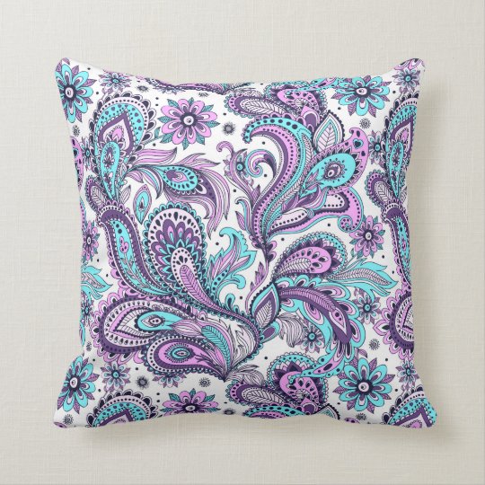 blue paisley throw pillows