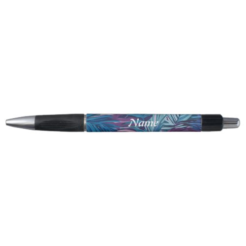 Purple And Blue Palm Leaf Tropical Print Pen