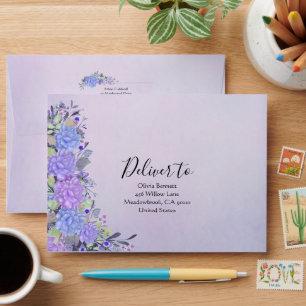 Purple and Blue Pastel Color Floral Envelope