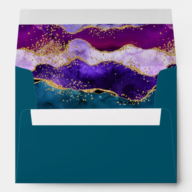 Purple and Blue Peacock Agate Envelope (Back (Bottom))