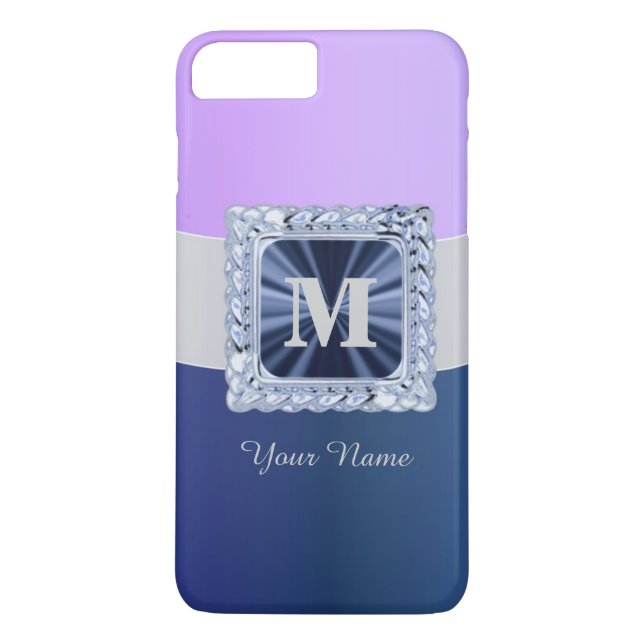 Purple and blue personalized monogram Case-Mate iPhone case (Back)
