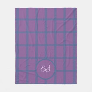 Purple and Blue Plaid Fleece Blanket
