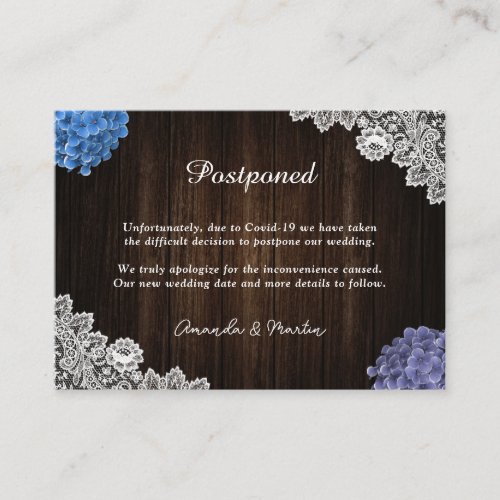 Purple and Blue Postponed Wedding Announcement