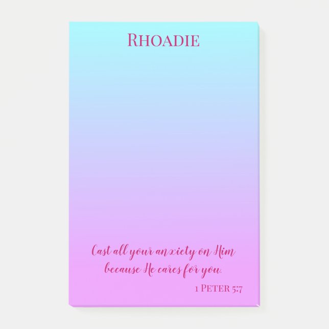 Purple and Blue Pretty Inspirational Peace Post-it Notes (Front)