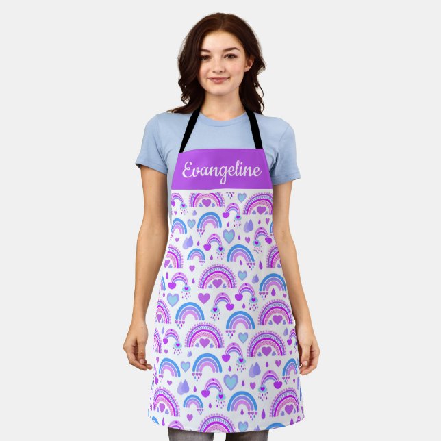 Purple and Blue Rainbow All-Over Print Apron (Worn)