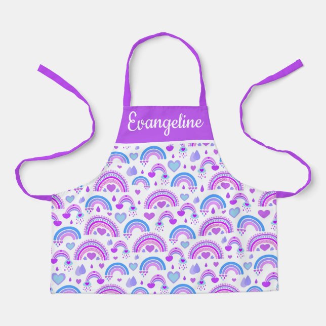 Purple and Blue Rainbow All-Over Print Apron (Front)