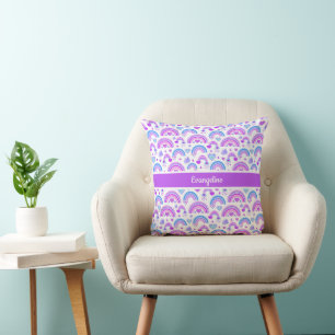Purple and Blue Rainbow Throw Pillow
