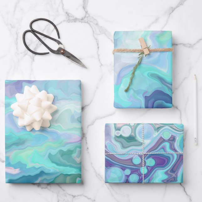 Purple and Blue Rhapsody | Abstract Art Wrapping Paper Sheets (Front)