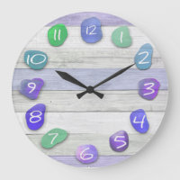 Purple and Blue Sea Glass Acrylic Wall Clock