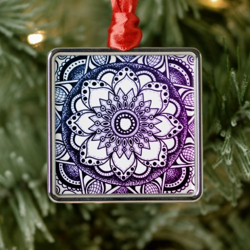 Purple and Blue Sharpie Mandala Ornament