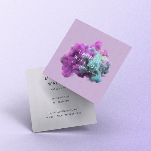 Purple and Blue Smoke Effect Modern Square Business Card
