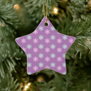 Purple and blue snowflake winter/Christmas Ceramic Ornament