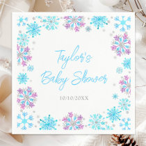 Purple and Blue Snowflakes Baby Shower Napkins