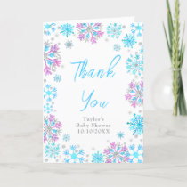 Purple and Blue Snowflakes Baby Shower Thank You Card