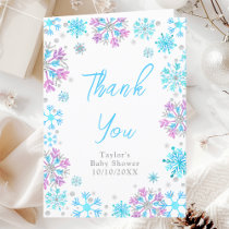 Purple and Blue Snowflakes Baby Shower Thank You Card