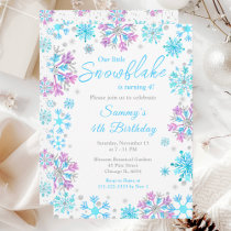 Purple and Blue Snowflakes Birthday Party Invitation