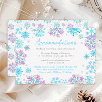 Purple and Blue Snowflakes Wedding Accommodations Enclosure Card