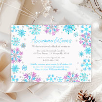 Purple and Blue Snowflakes Wedding Accommodations Enclosure Card