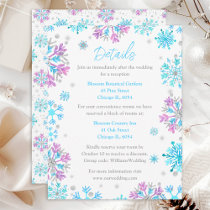 Purple and Blue Snowflakes Wedding Details Enclosure Card