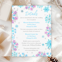 Purple and Blue Snowflakes Wedding Details Enclosure Card