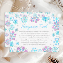 Purple and Blue Snowflakes Wedding Honeymoon Fund Enclosure Card