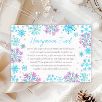 Purple and Blue Snowflakes Wedding Honeymoon Fund Enclosure Card