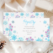 Purple and Blue Snowflakes Wedding Registry Enclosure Card