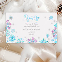 Purple and Blue Snowflakes Wedding Registry Enclosure Card