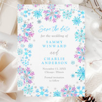 Purple and Blue Snowflakes Wedding Save The Date