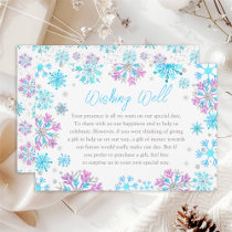 Purple and Blue Snowflakes Wedding Wishing Well Enclosure Card