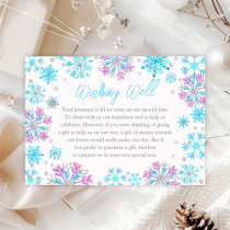 Purple and Blue Snowflakes Wedding Wishing Well Enclosure Card