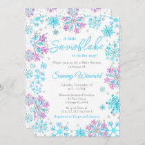 Purple and Blue Snowflakes Winter Baby Shower Invitation